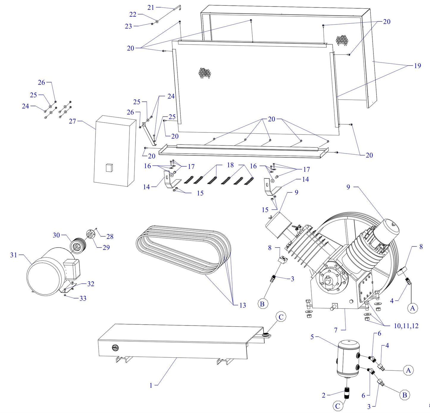 T20B-B Three Phase Assembly Parts