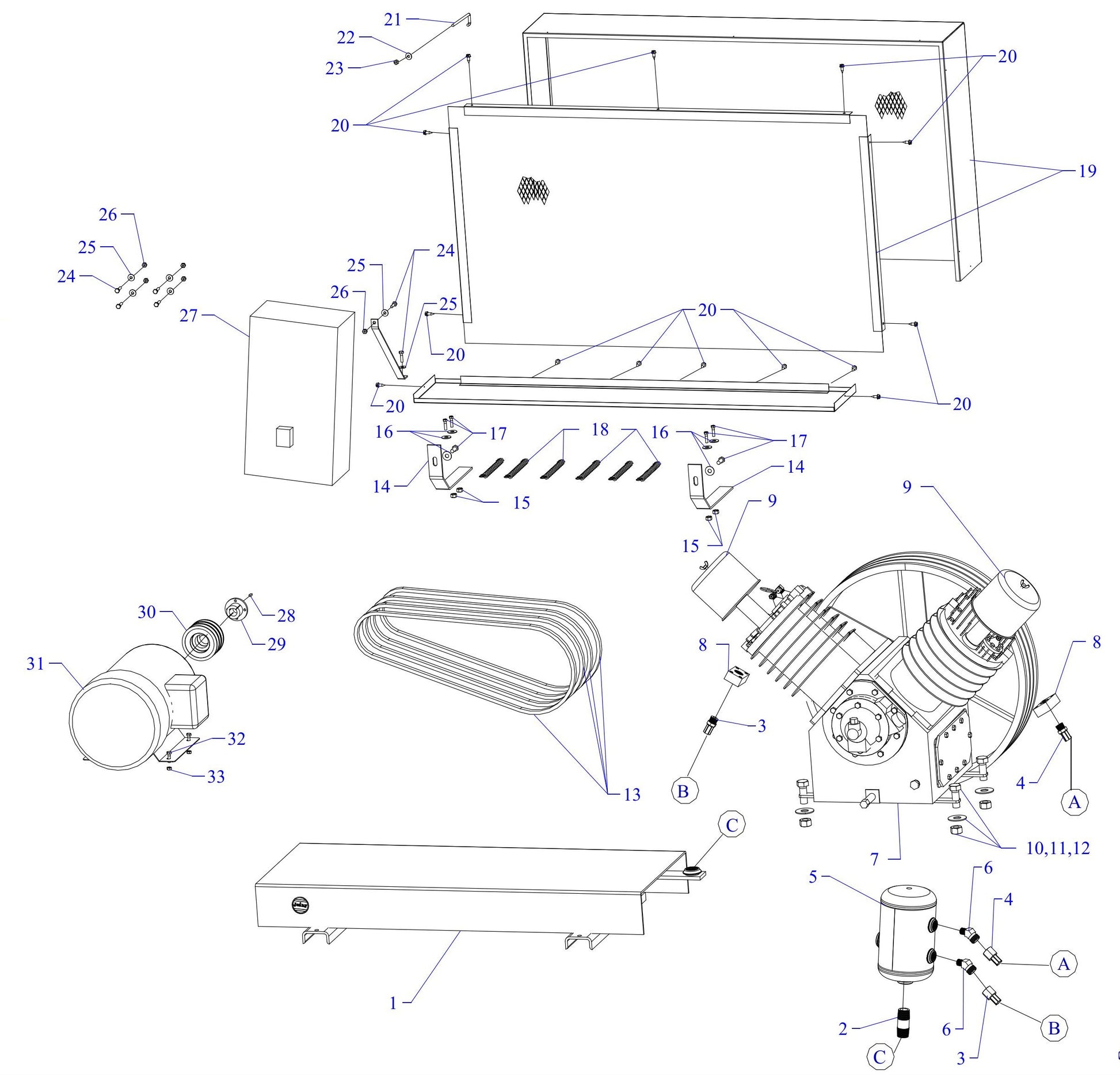 T20B-B Three Phase Assembly Parts