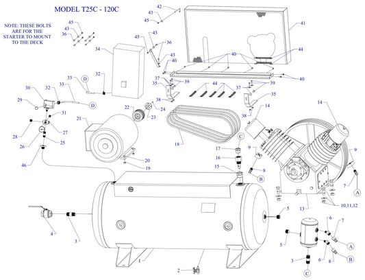 T25C-120C-SSC Single & Three Phase Air Compressor Assembly Parts By Jenny