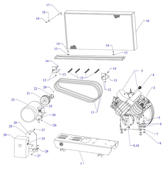 U10B-B Three Phase Air Compressor Assembly Parts