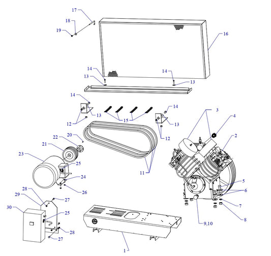 U75B-B Single &amp; Three Phase Air Compressor Assembly Parts By Jenny