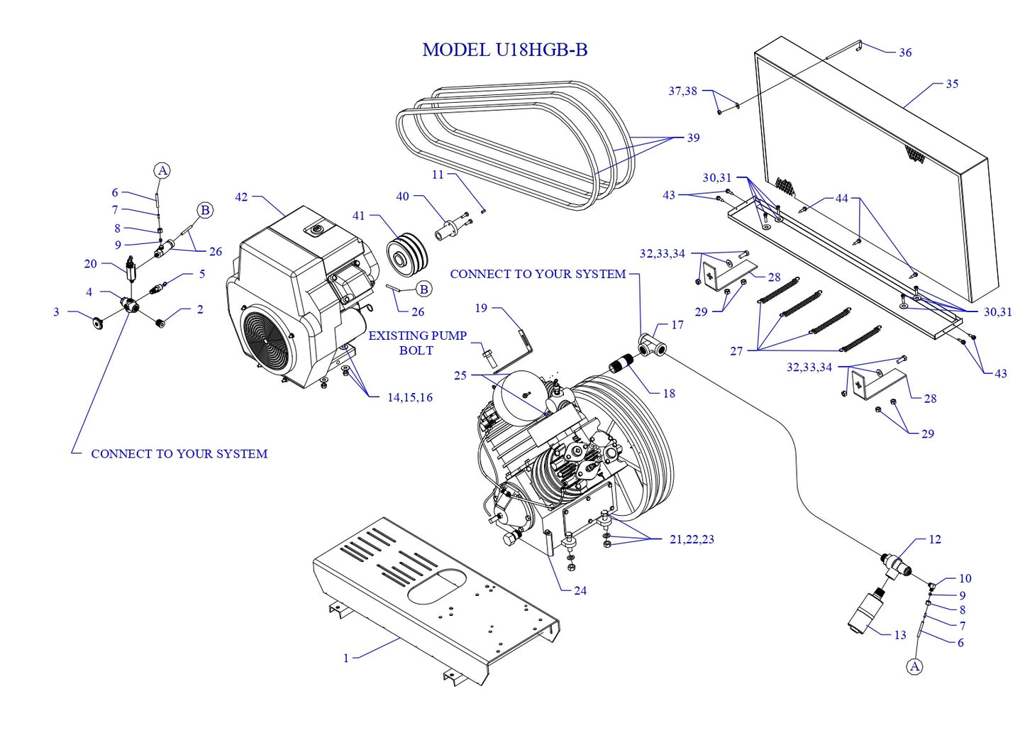 U18HGB-B Air Compressor Assembly Parts By Jenny