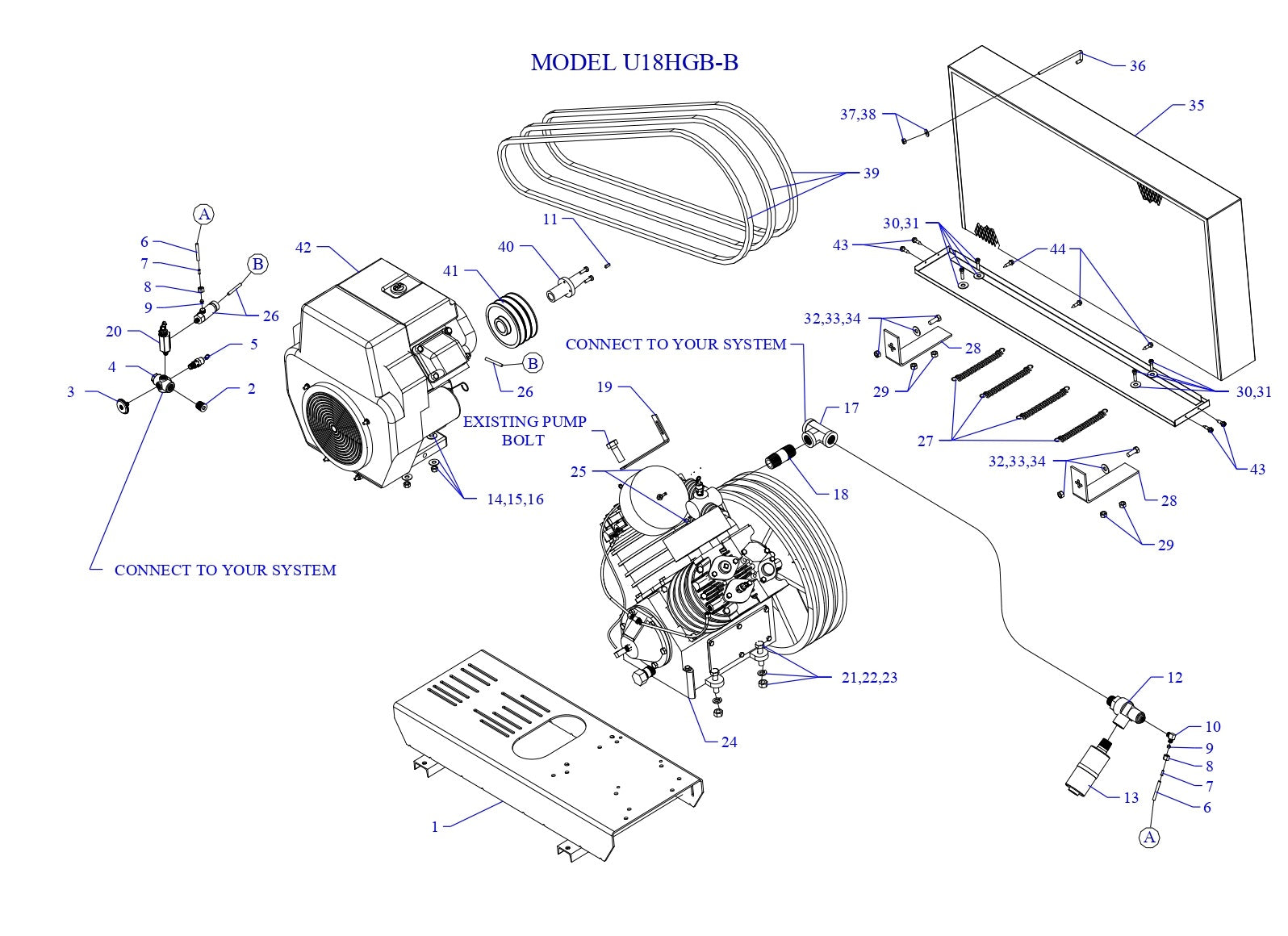 U18HGB-B Air Compressor Assembly Parts By Jenny