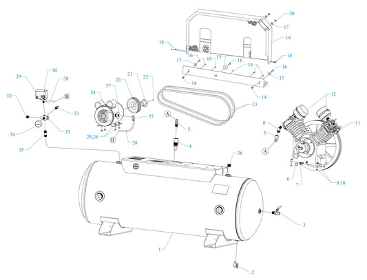 W3C-80C-SSC Single & Three Phase Air Compressor Assembly Parts By Jenny