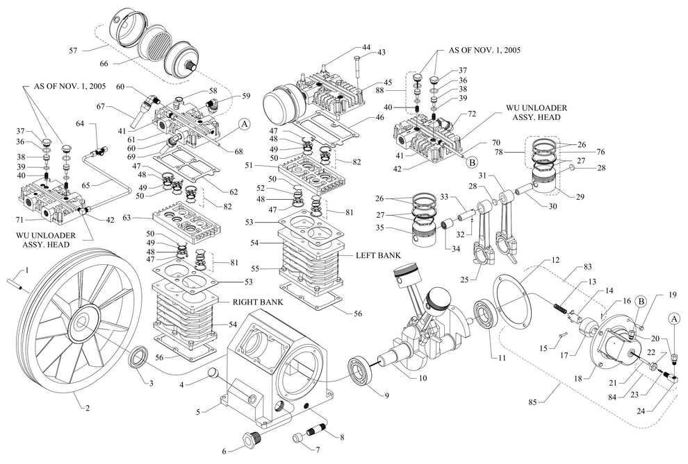 W3C-80C-SSC Four Cylinder Two Stage Assembly Parts