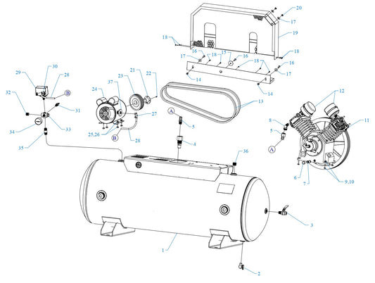 W3C-80C-SSC Single &amp; Three Phase Air Compressor  Assembly Parts By Jenny