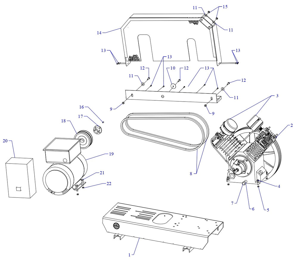 W5B-B Single &amp; Three Phase Air Compressor Assembly Parts By Jenny
