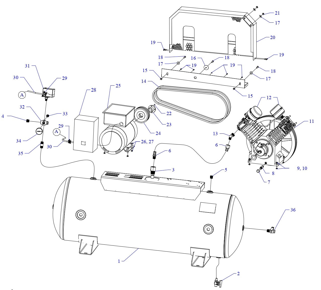 W5C-80C-SSC Single &amp; Three Phase Air Compressor Assembly Parts By Jenny