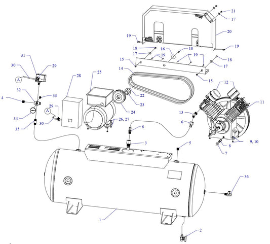 W5C-80C-SSC Single &amp; Three Phase Air Compressor Assembly Parts By Jenny
