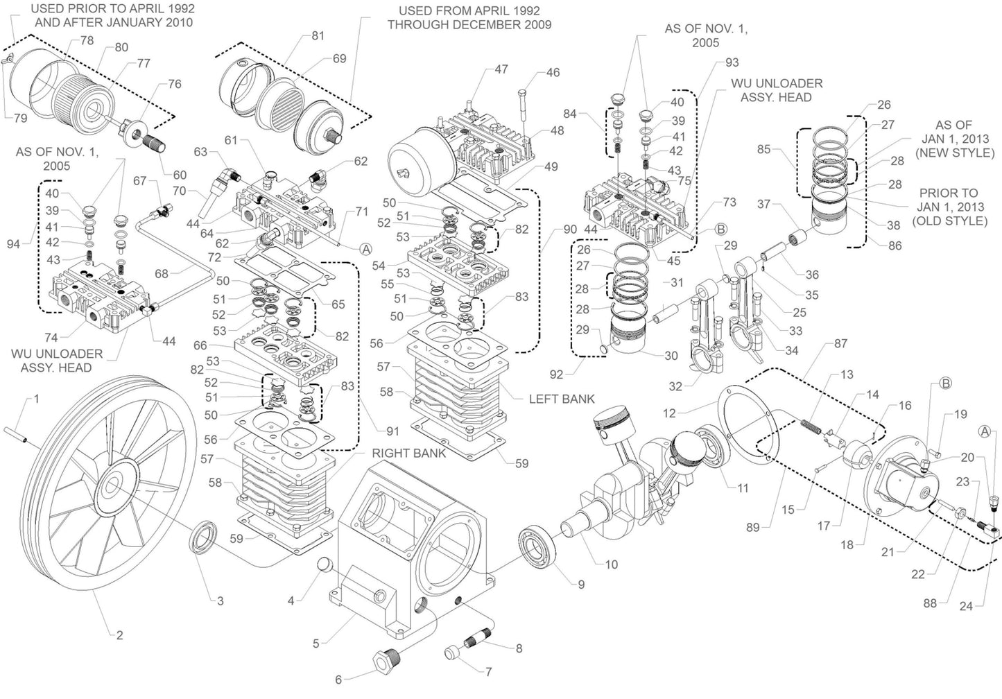 W Pump Four Cylinder Two Stage Assembly Parts