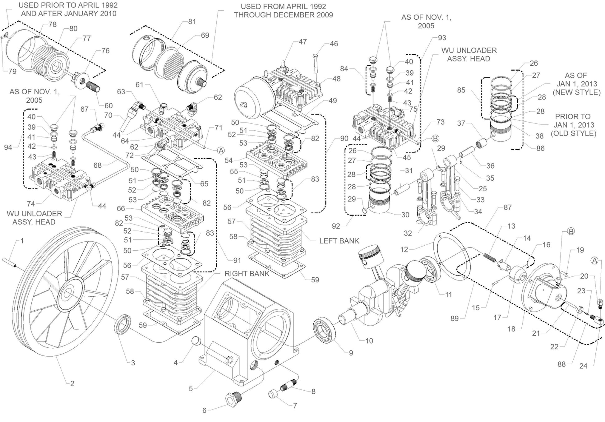 W Pump Four Cylinder Two Stage Assembly Parts