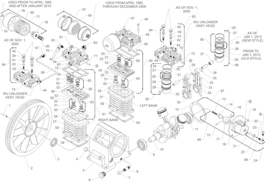 W Pump Four Cylinder Two Stage Assembly Parts