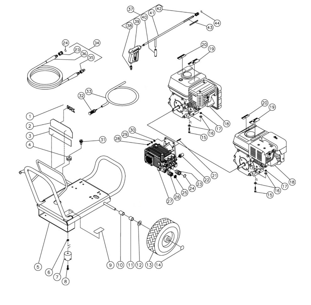 JP-2504-0MHB/0MVB (sn:10070001-99999999) Frame Assembly Parts by Mi-T-M 