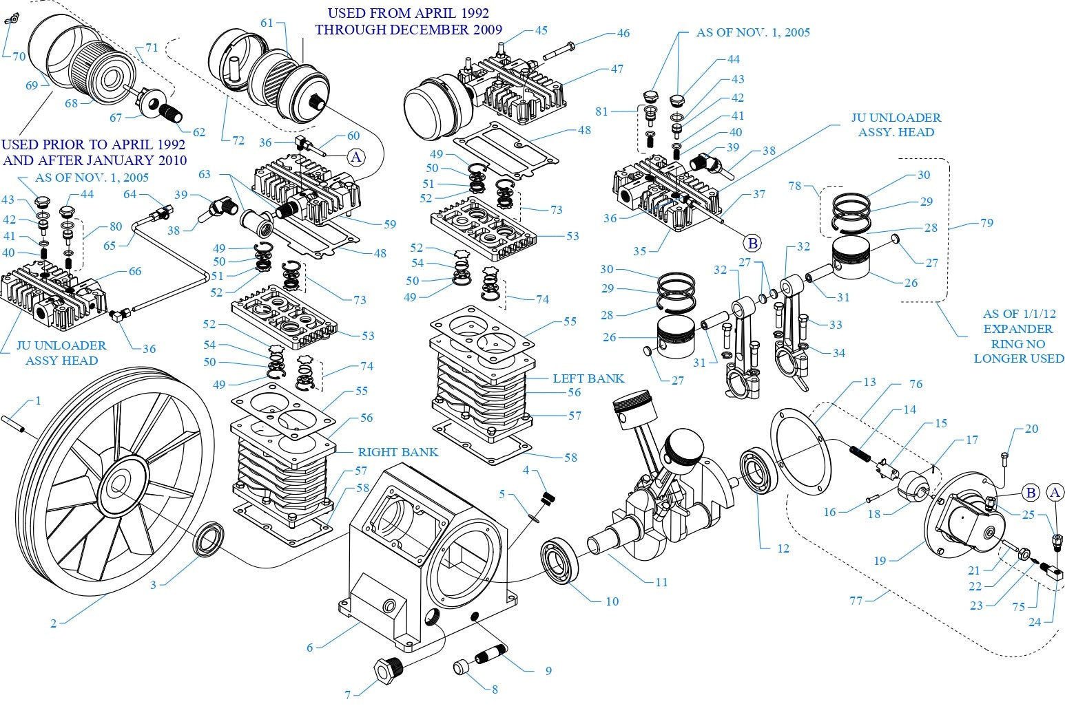 1 J And JU Single Stage Air Compressor pumps By Jenny Products