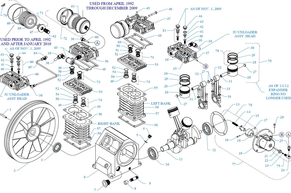 1 J And JU Single Stage Air Compressor pumps By Jenny Products