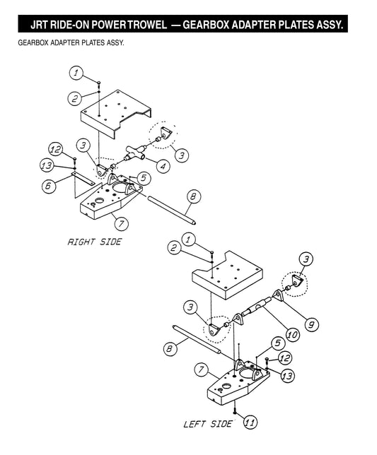 JRT Ride-On Power Trowel-Gearbox Adapter Plates Assembly