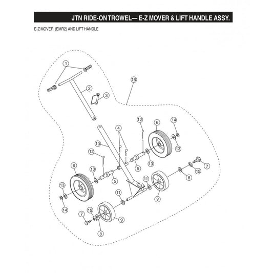 JTN Ride-On Trowel-E-Z Mover and Lift Handle Assembly