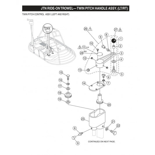 JTN Ride-On Trowel-Twin Pitch Handle Assembly (LT/RT)