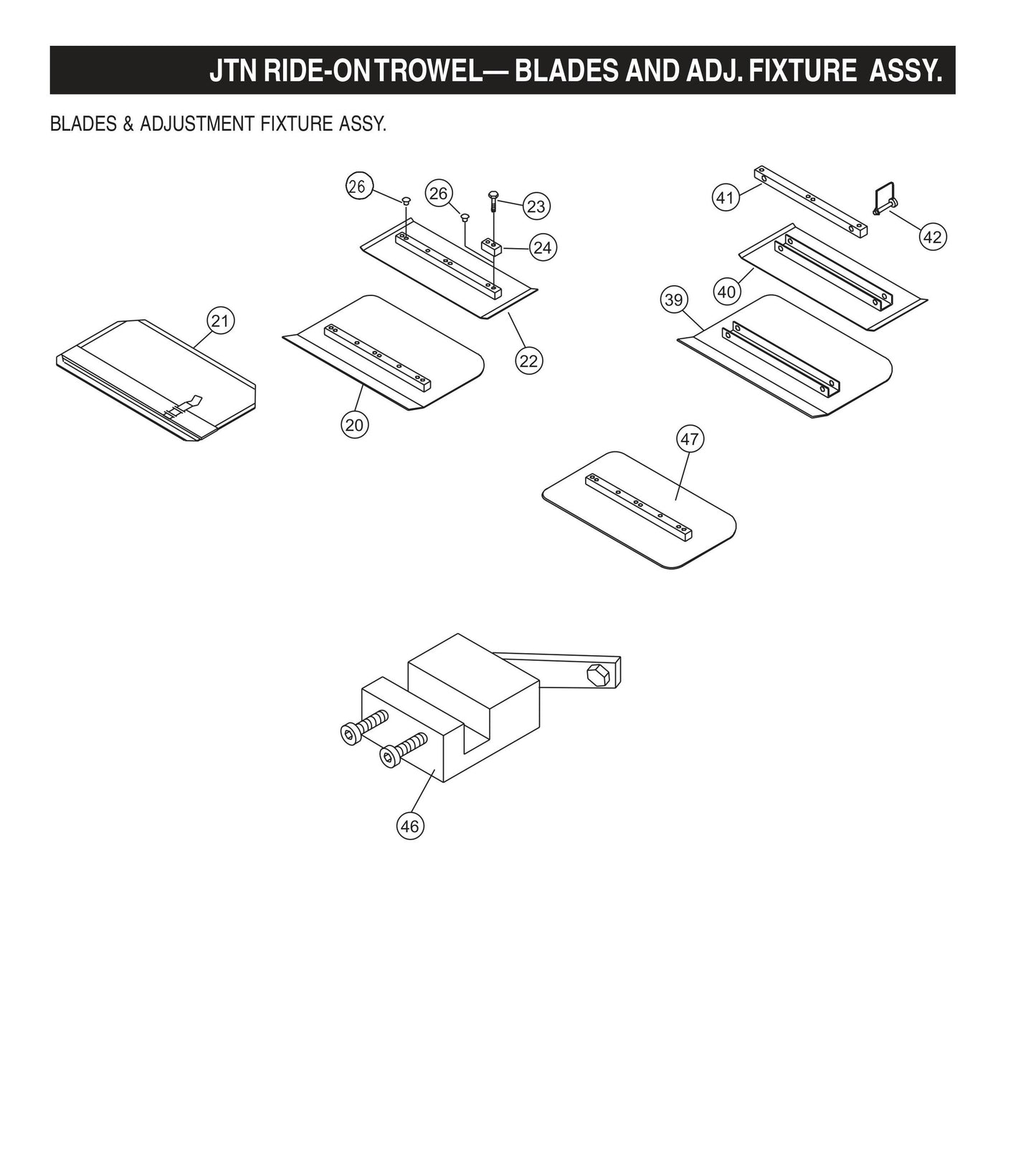 JTN Ride-On Trowel-Blades and ADJ. Fixture Assembly