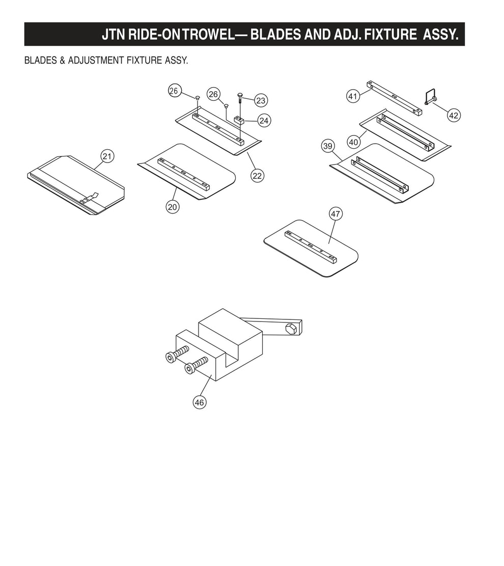 JTN Ride-On Trowel-Blades and ADJ. Fixture Assembly