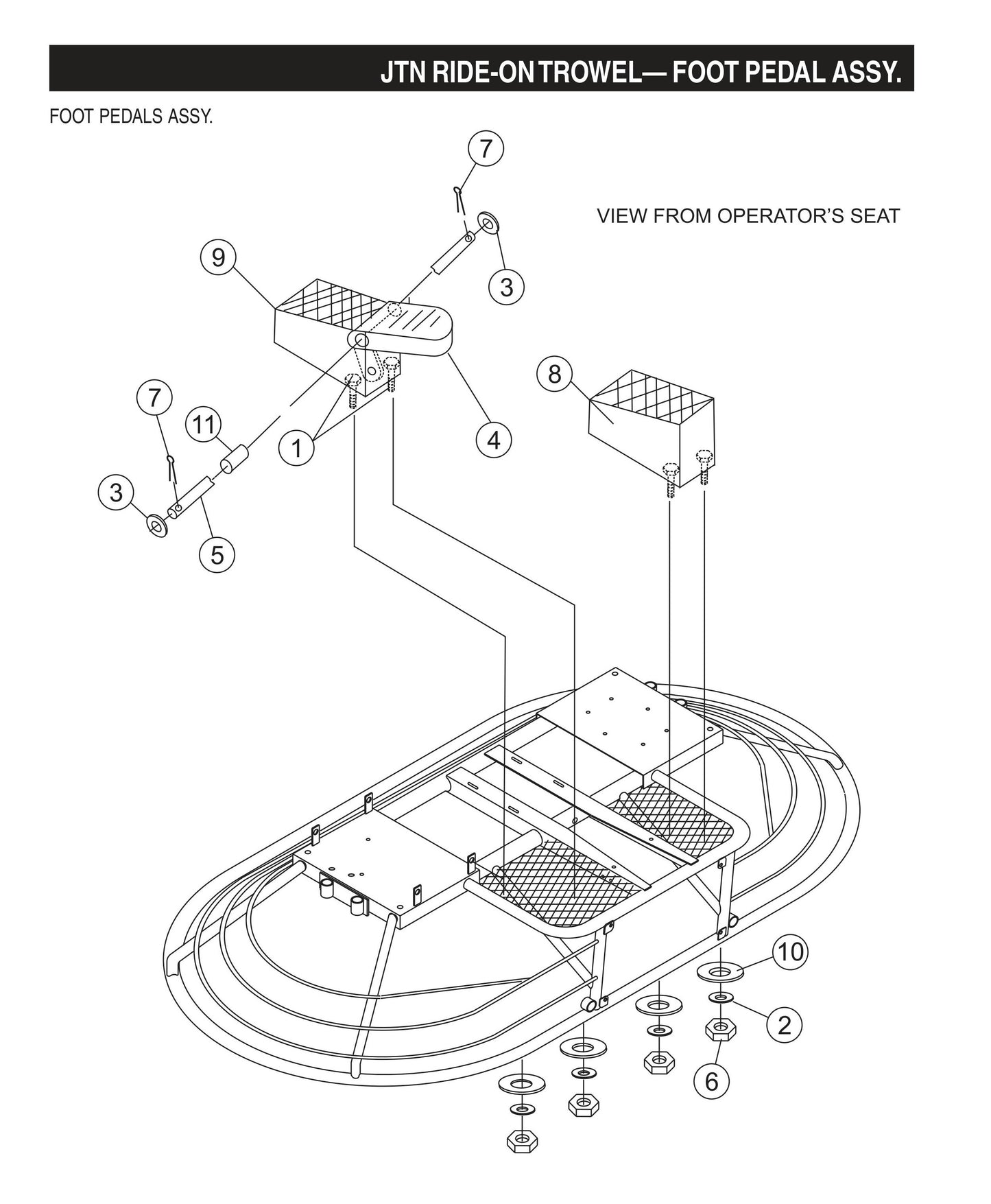 JTN Ride-On Trowel-Foot Pedal Assembly