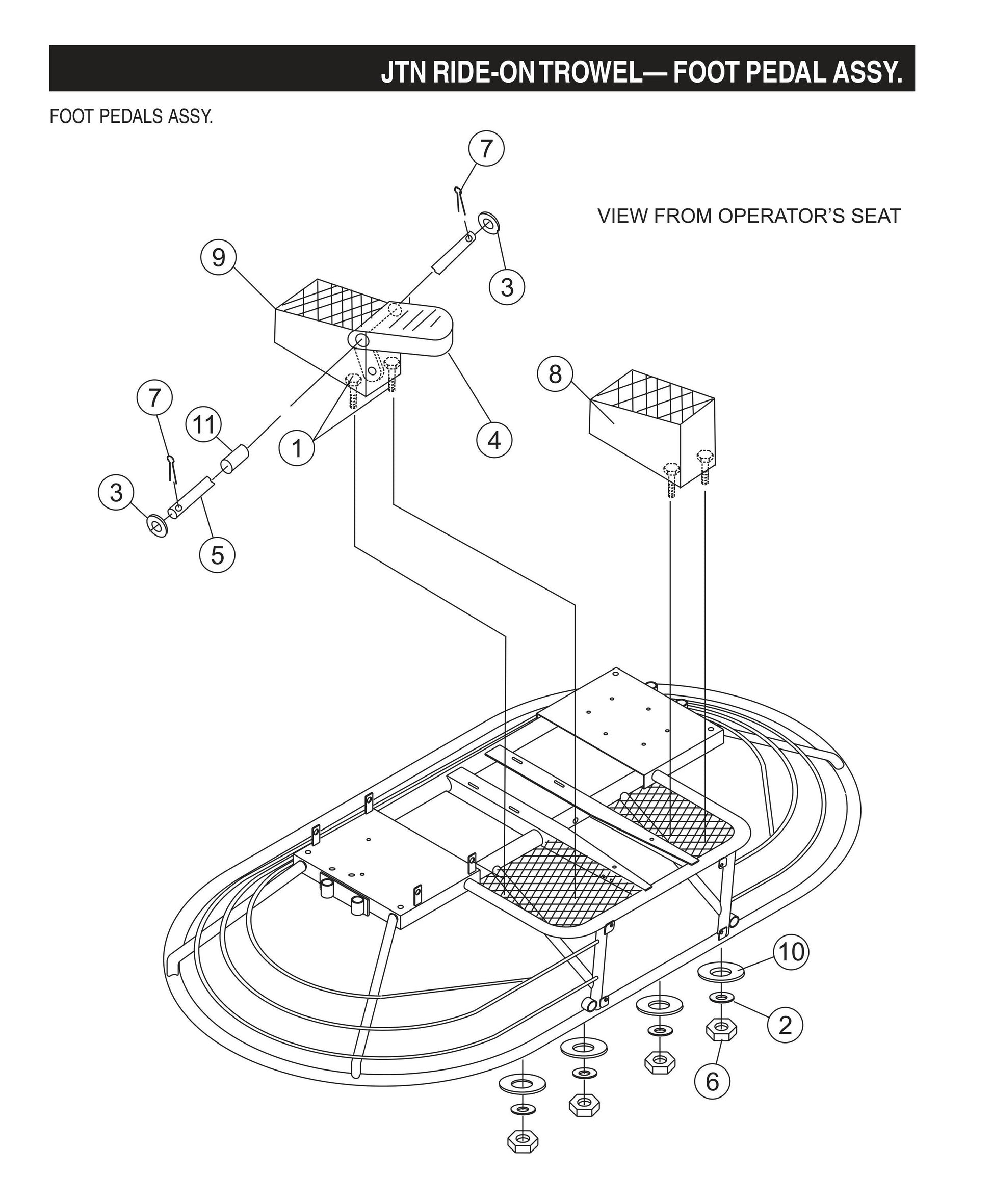 JTN Ride-On Trowel-Foot Pedal Assembly