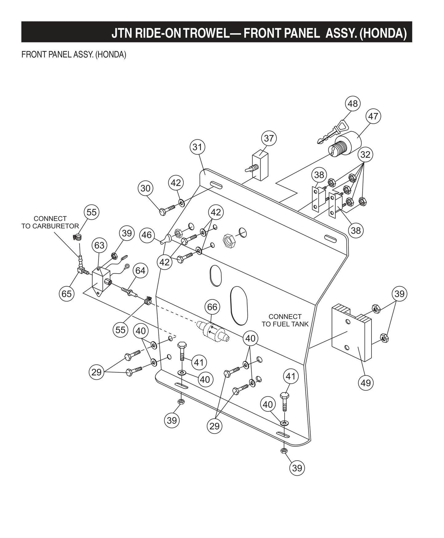 JTN Ride-On Trowel-Front Panel Assembly (Honda)