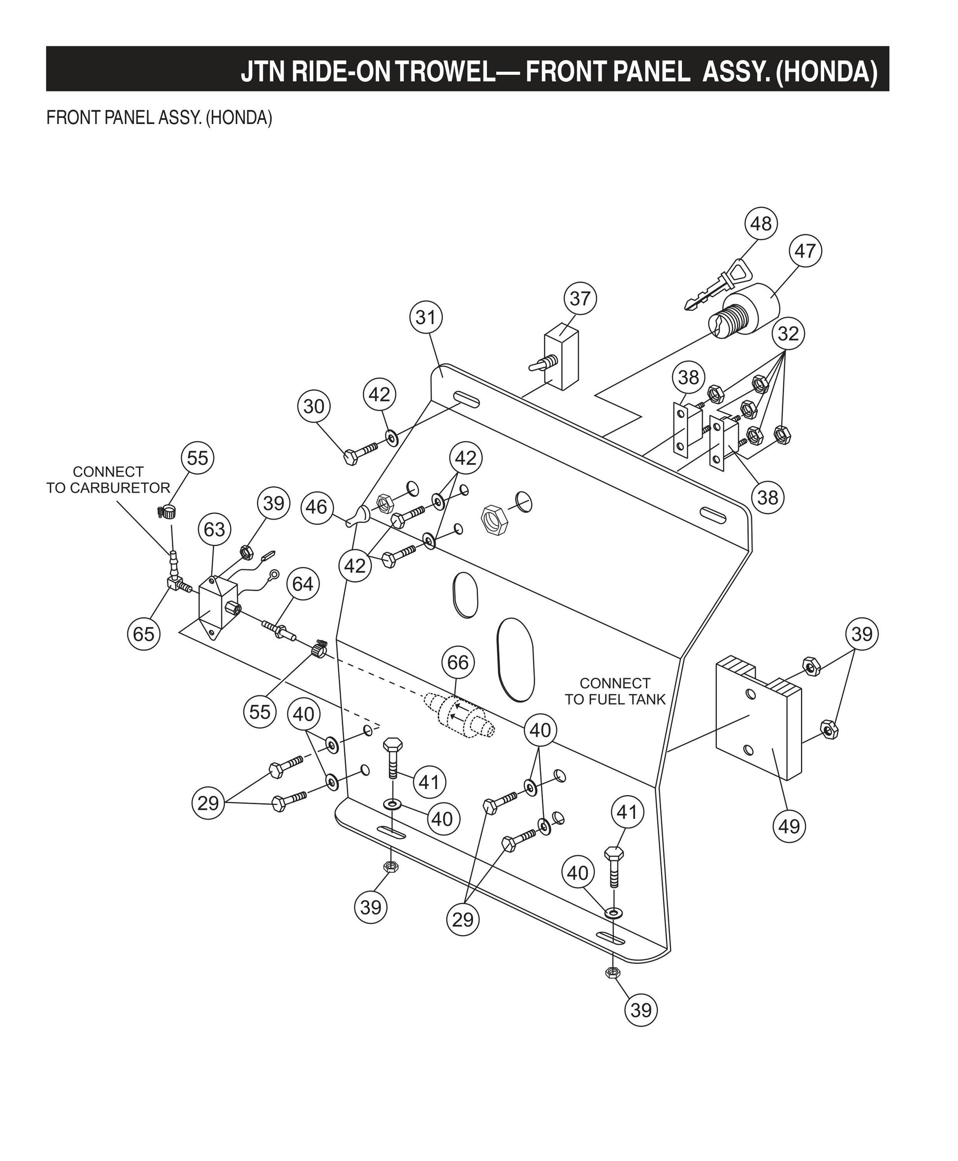 JTN Ride-On Trowel-Front Panel Assembly (Honda)