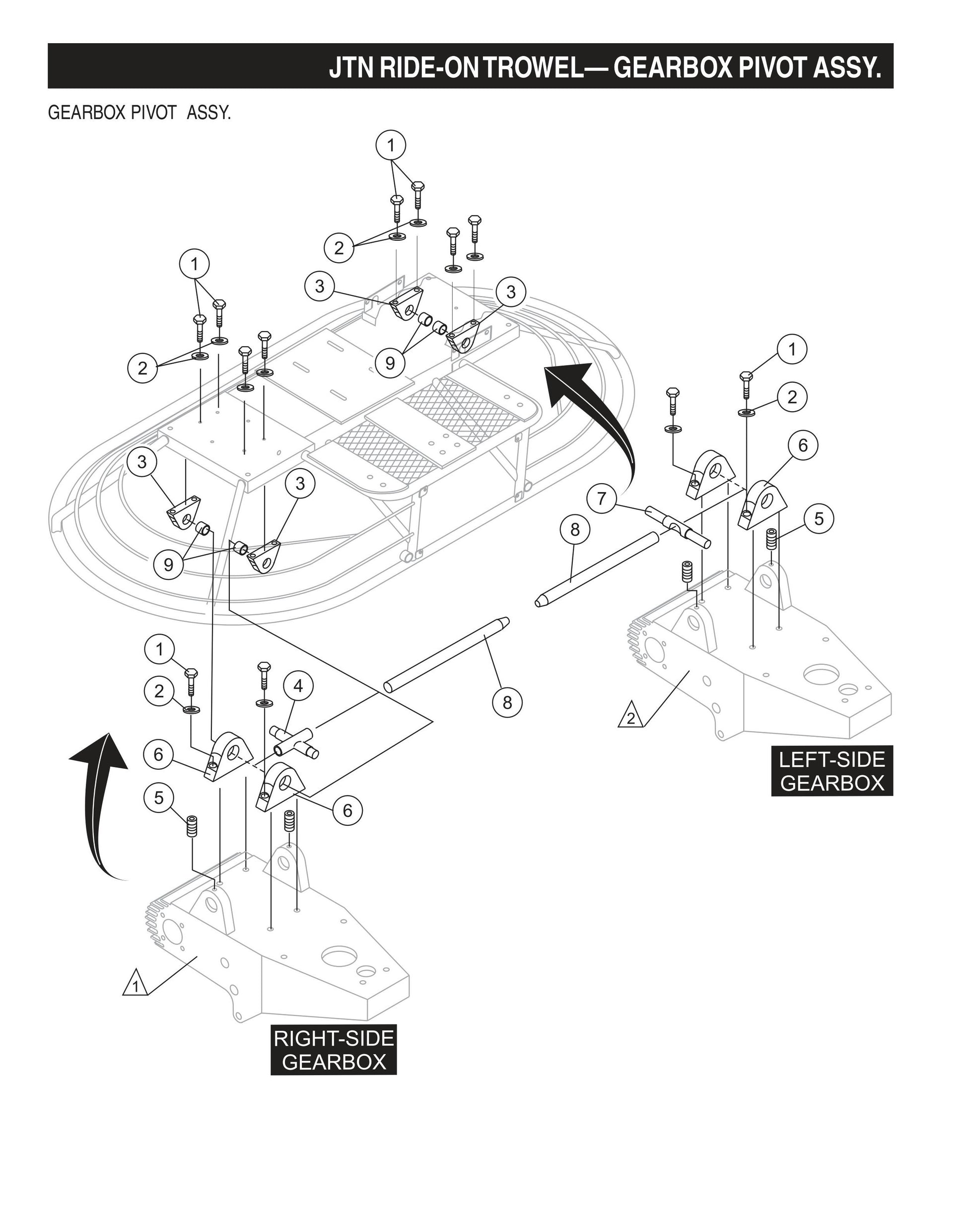 JTN Ride-On Trowel-Gearbox Pivot Assembly