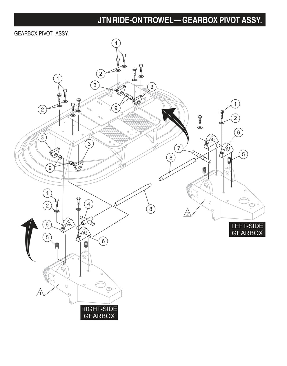 JTN Ride-On Trowel-Gearbox Pivot Assembly