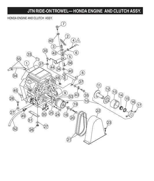 JTN Ride-On Trowel-Honda Engine and Clutch Assembly