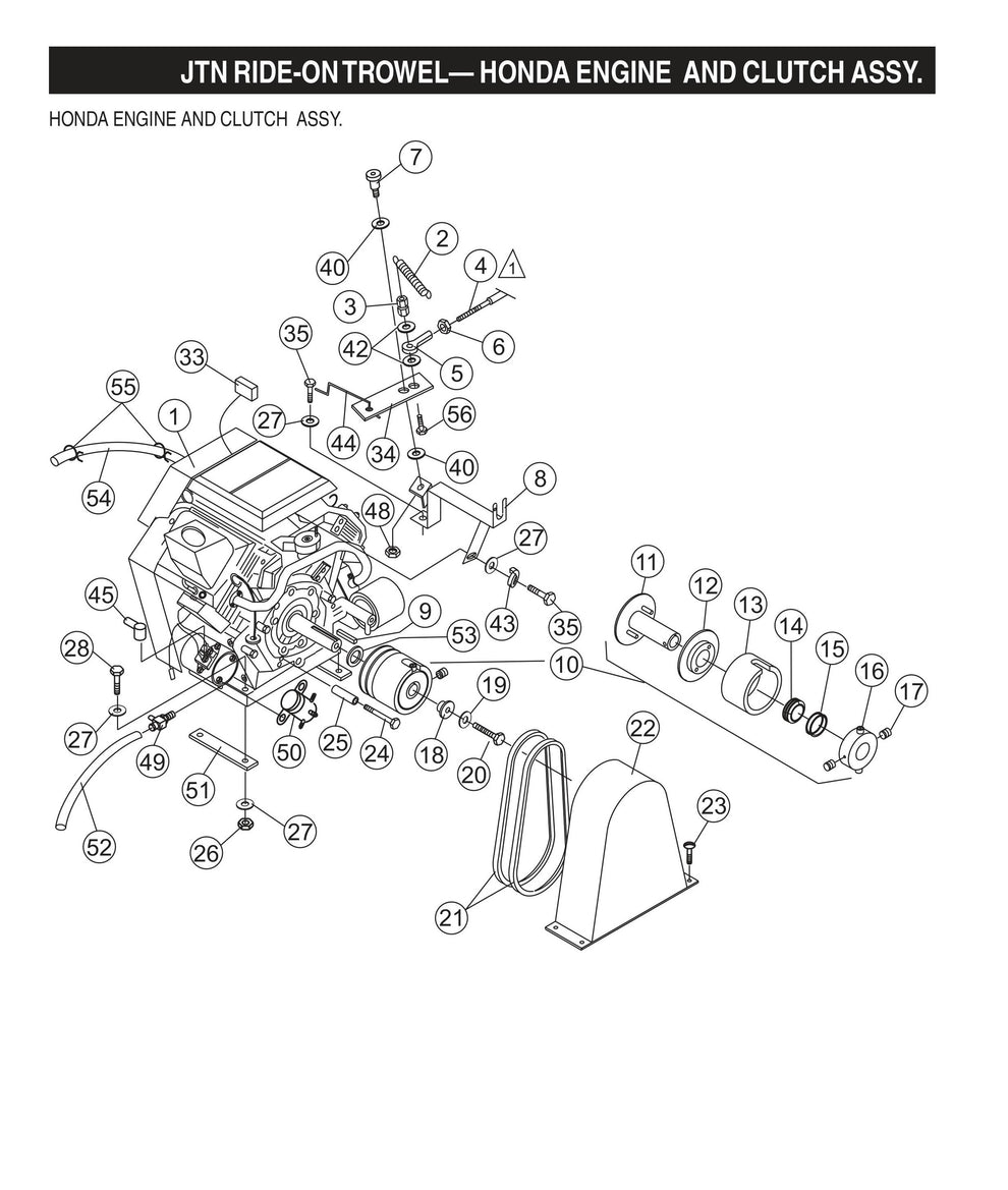 JTN Ride-On Trowel-Honda Engine and Clutch Assembly