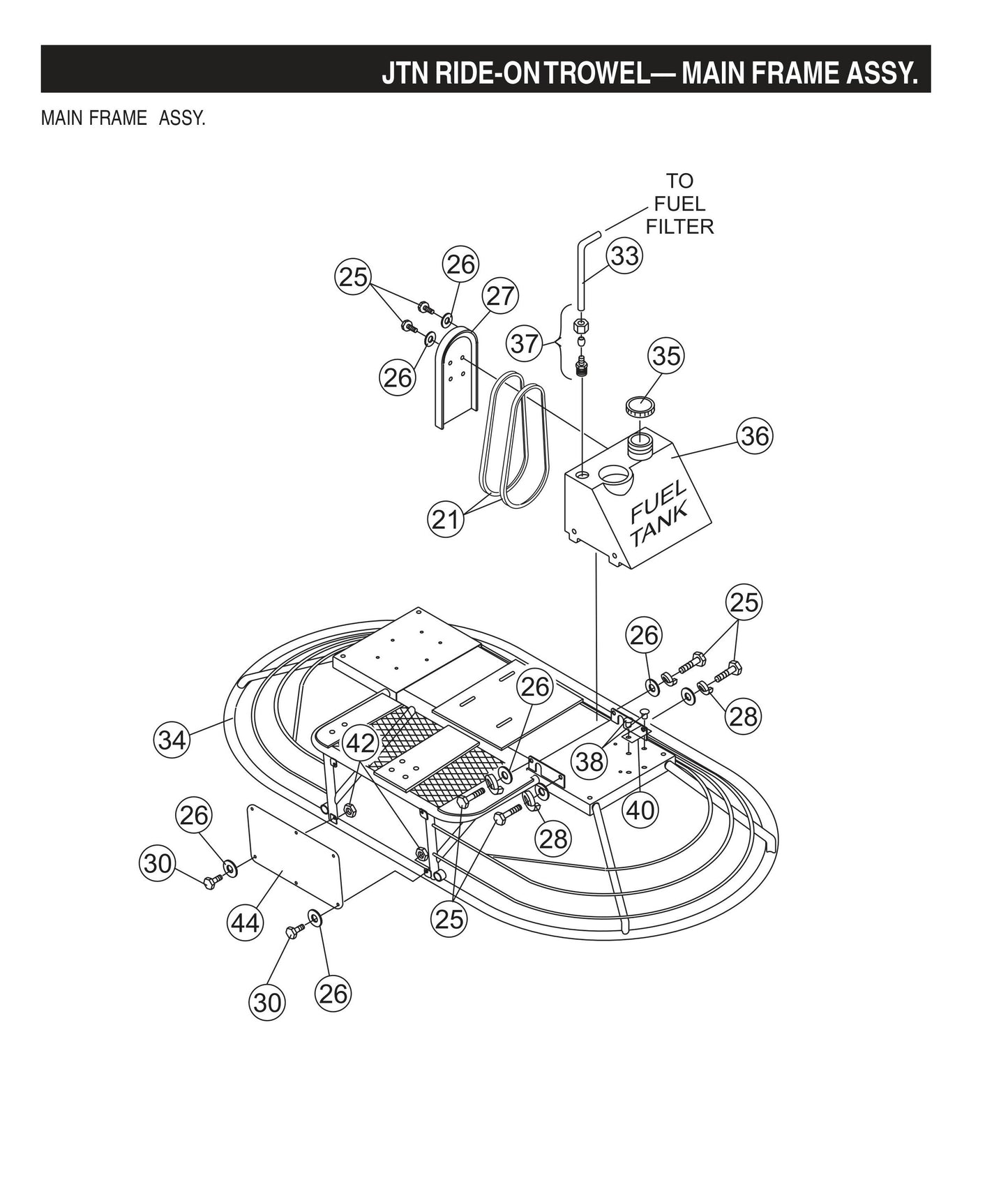 JTN Ride-On Trowel-Main Frame Assembly