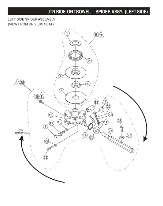 JTN Ride-On Trowel-Spider Assembly (Left-Side)