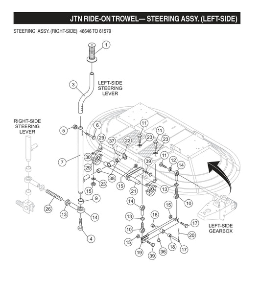 JTN Ride-On Trowel-Steering Assembly (Left-Side)