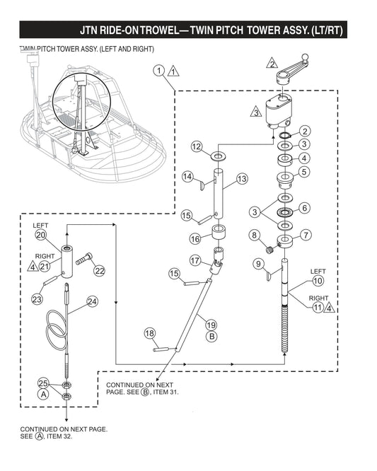 JTN Ride-On Trowel-Twin Pitch Tower Assembly (LT/RT)