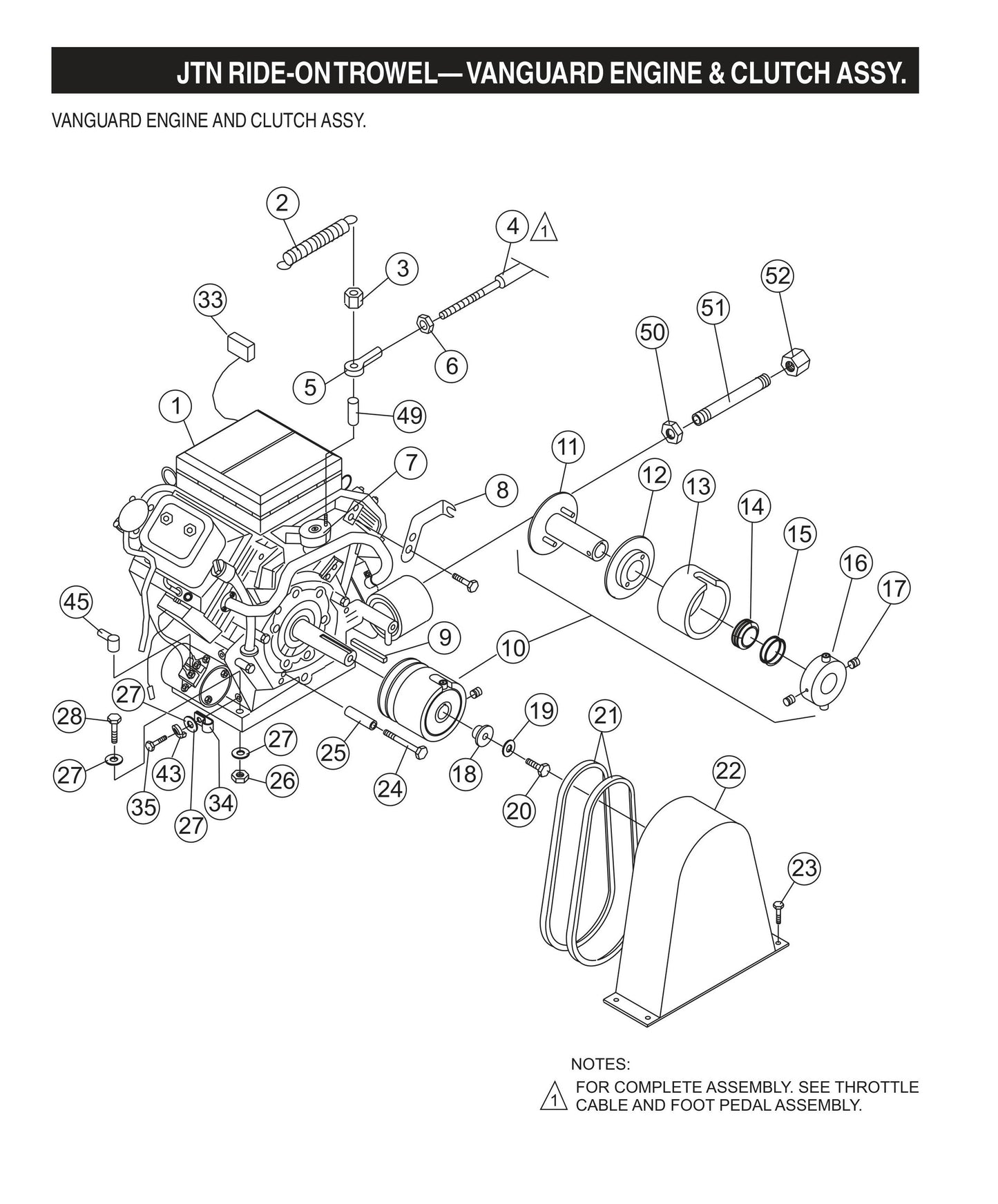 JTN Ride-On Trowel-Vanguard Engine and Clutch Assembly