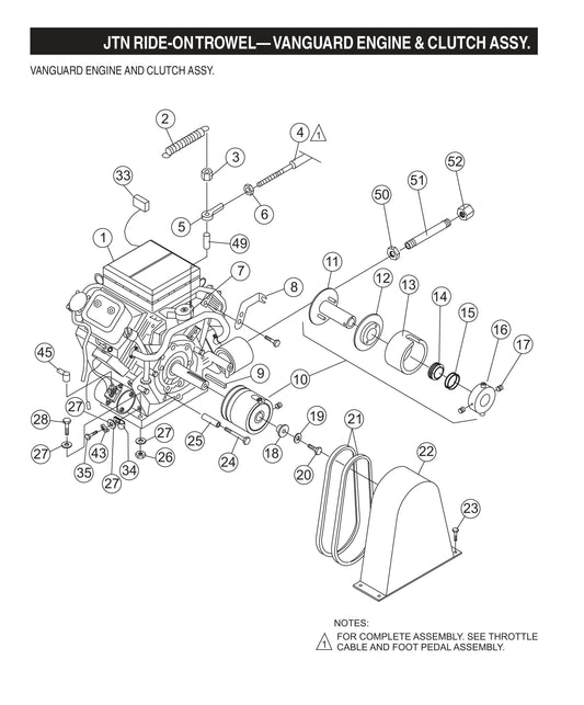 JTN Ride-On Trowel-Vanguard Engine and Clutch Assembly