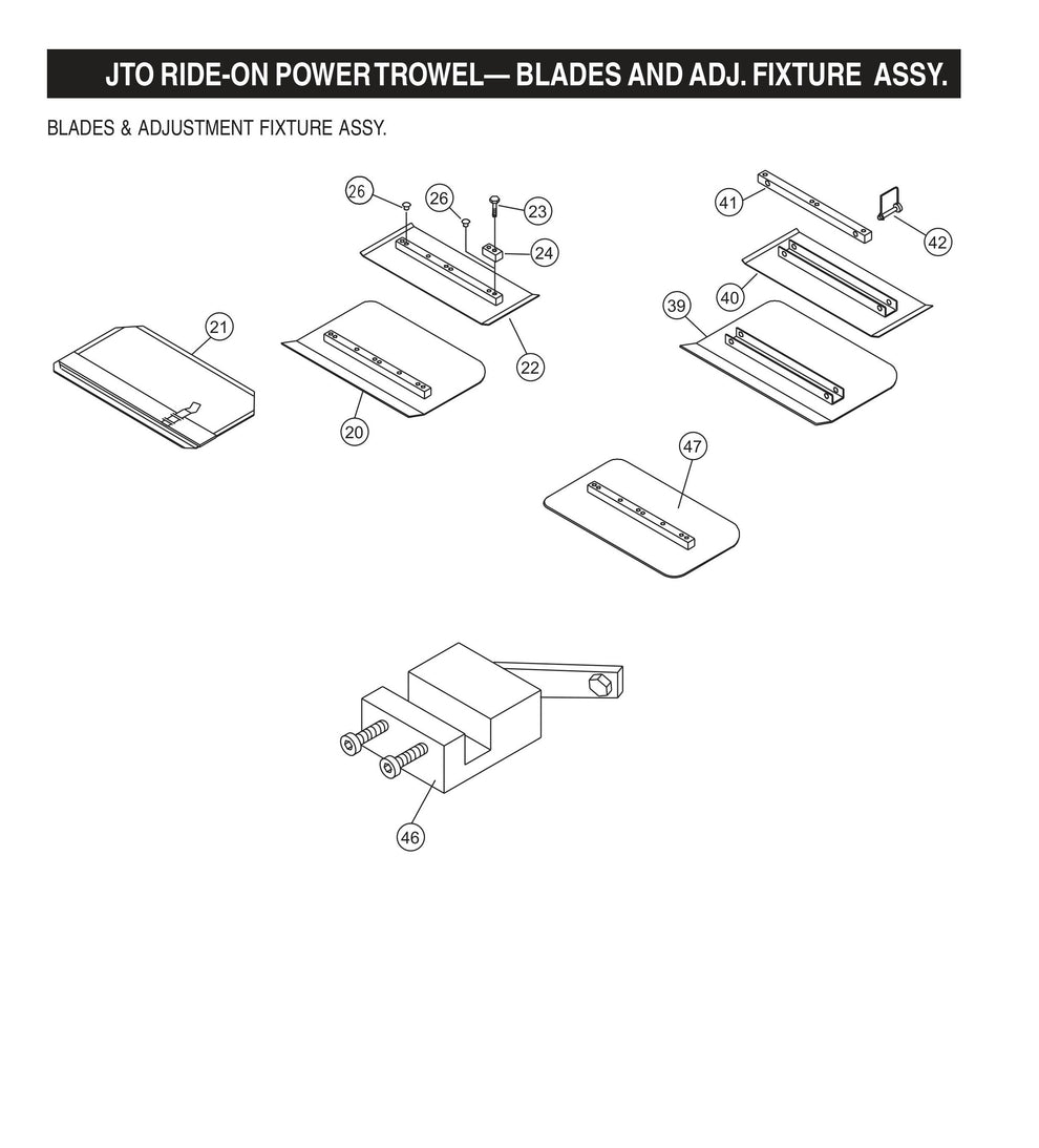 JTO Ride-On Power Trowel-Blades and ADJ. Fixture Assembly