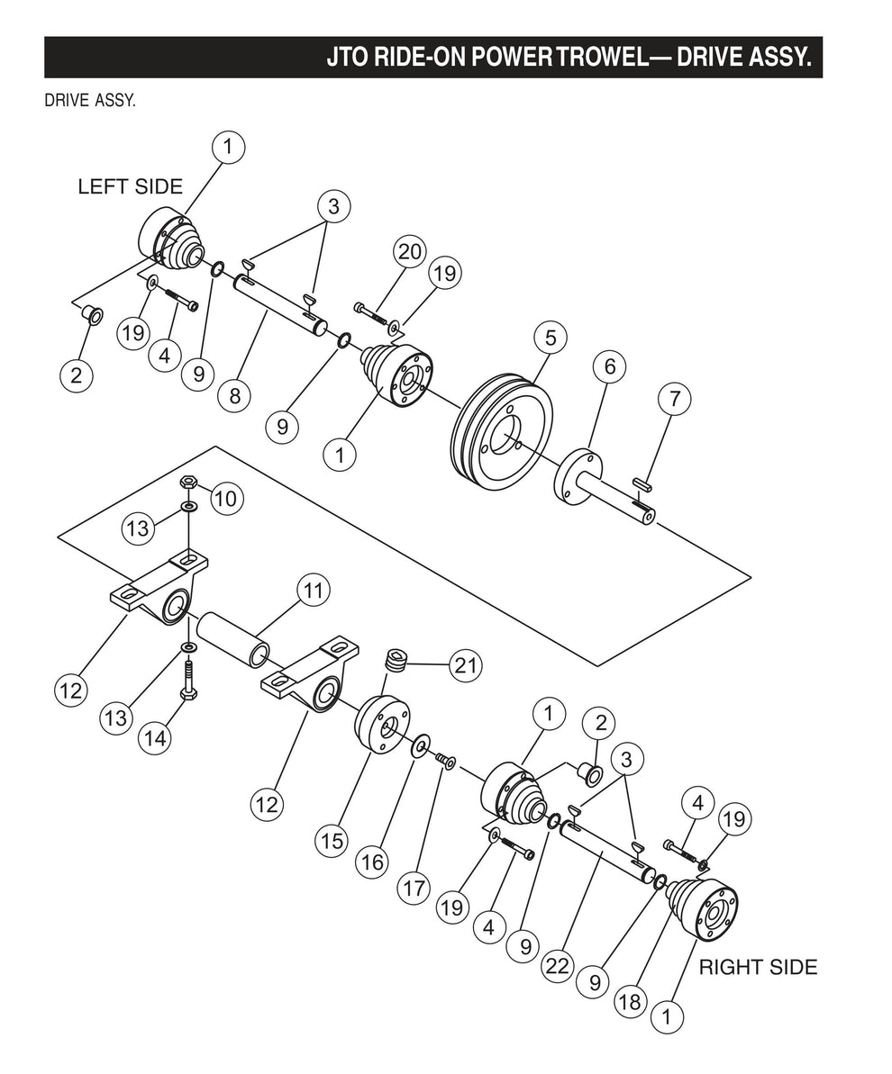 JTO Ride-On Power Trowel-Drive Assembly