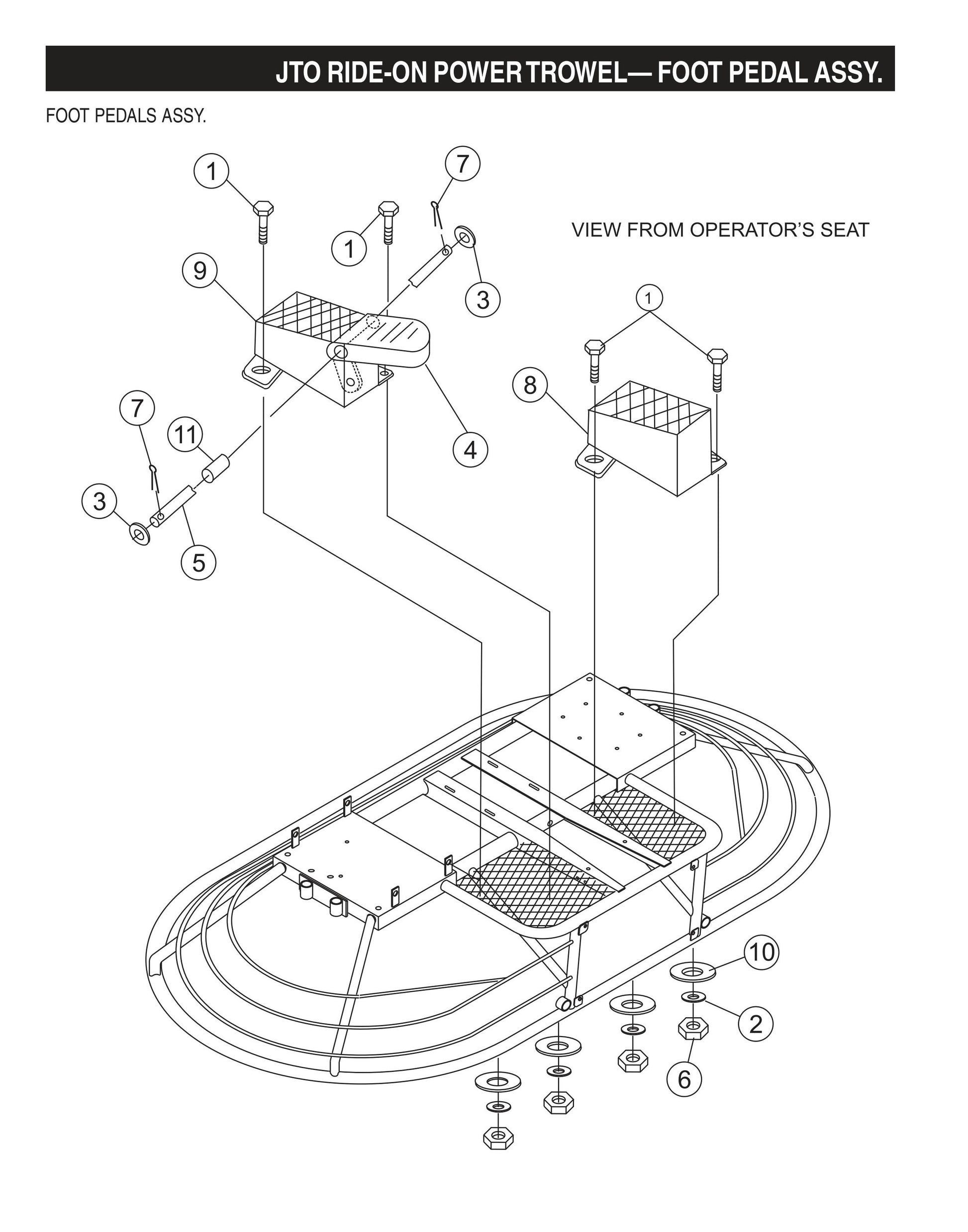 JTO Ride-On Power Trowel-Foot Pedal Assembly