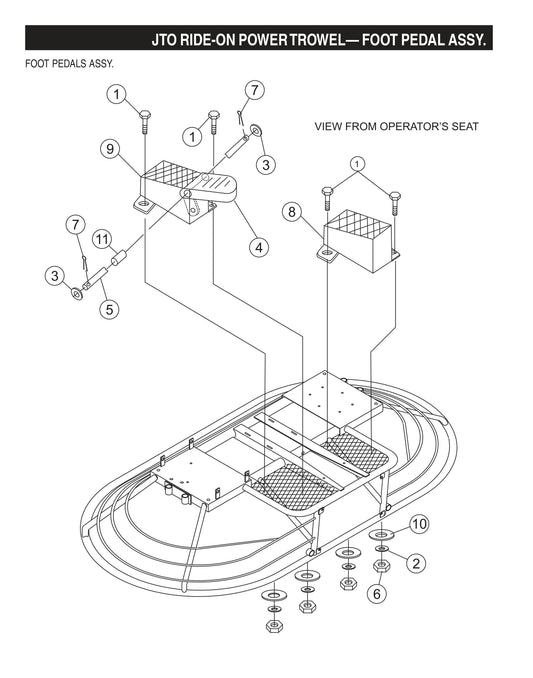 JTO Ride-On Power Trowel-Foot Pedal Assembly