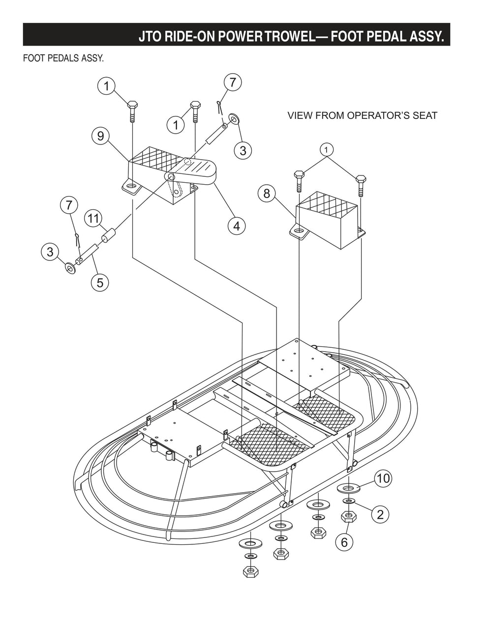 JTO Ride-On Power Trowel-Foot Pedal Assembly