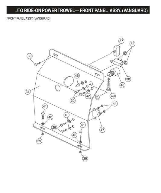 JTO Ride-On Power Trowel-Front Panel Assembly (Vanguard)