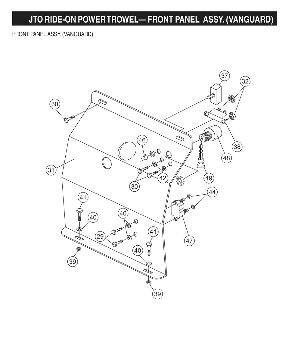 JTO Ride-On Power Trowel-Front Panel Assembly (Vanguard)
