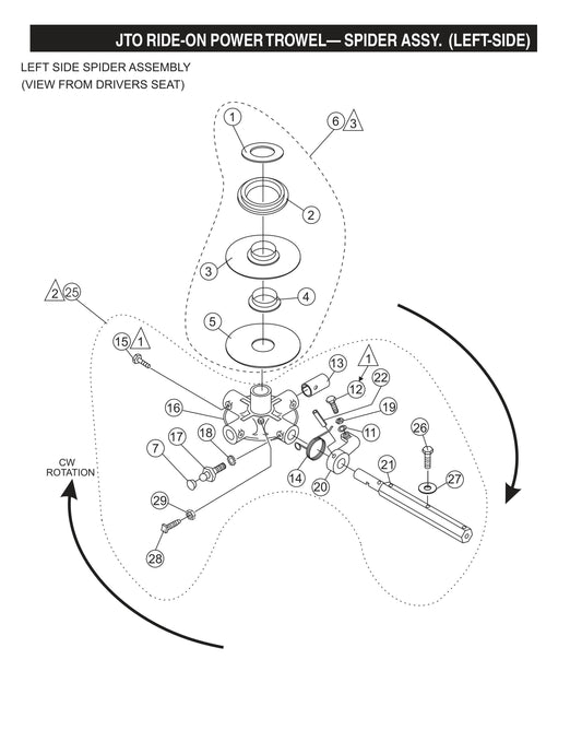 JTO Ride-On Power Trowel-Spider Assembly (Left-Side)