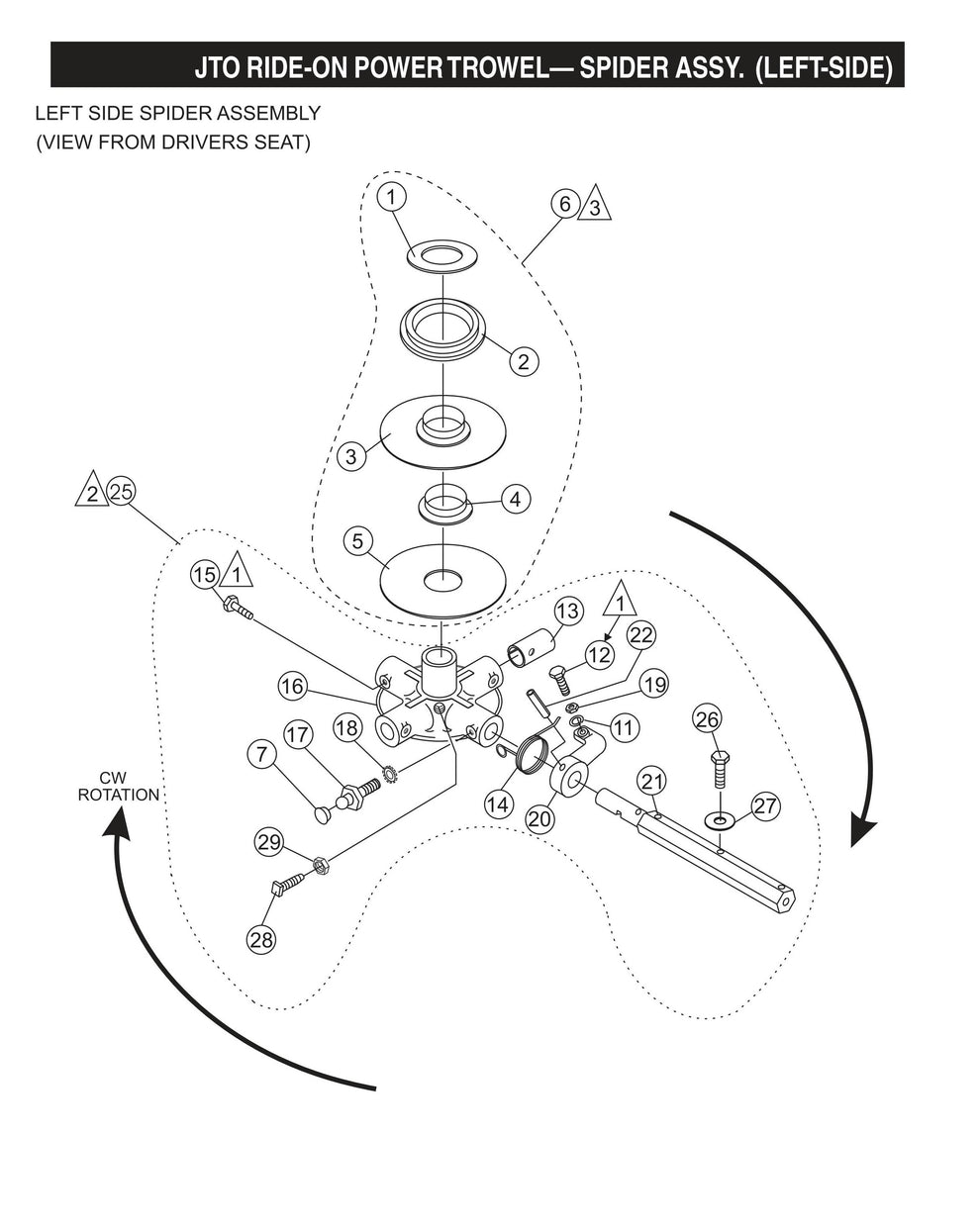 JTO Ride-On Power Trowel-Spider Assembly (Left-Side)