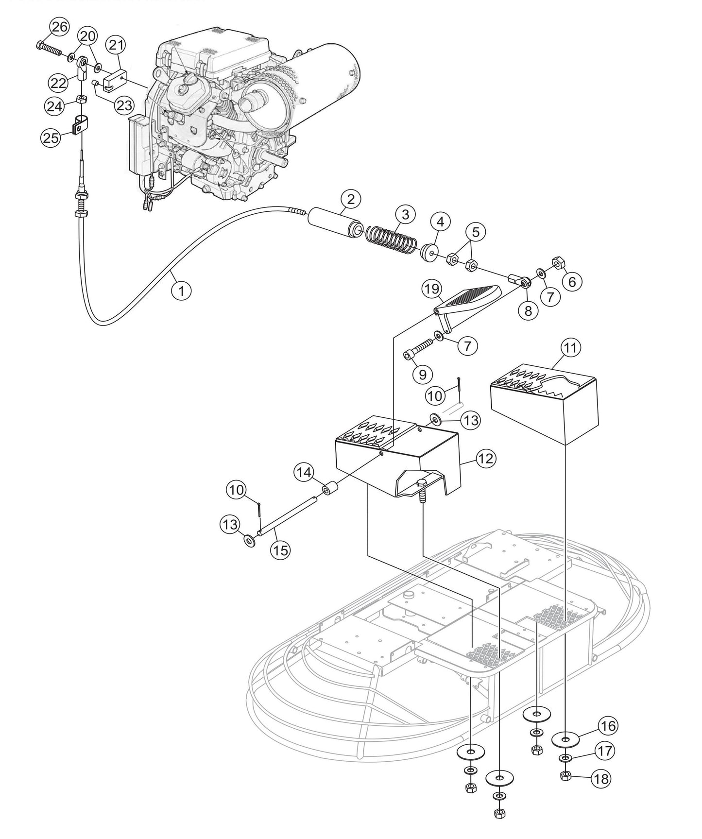 JWN-SERIES S/N VB0206951 AND BELOW-Foot Pedals/Throttle Assembly Parts
