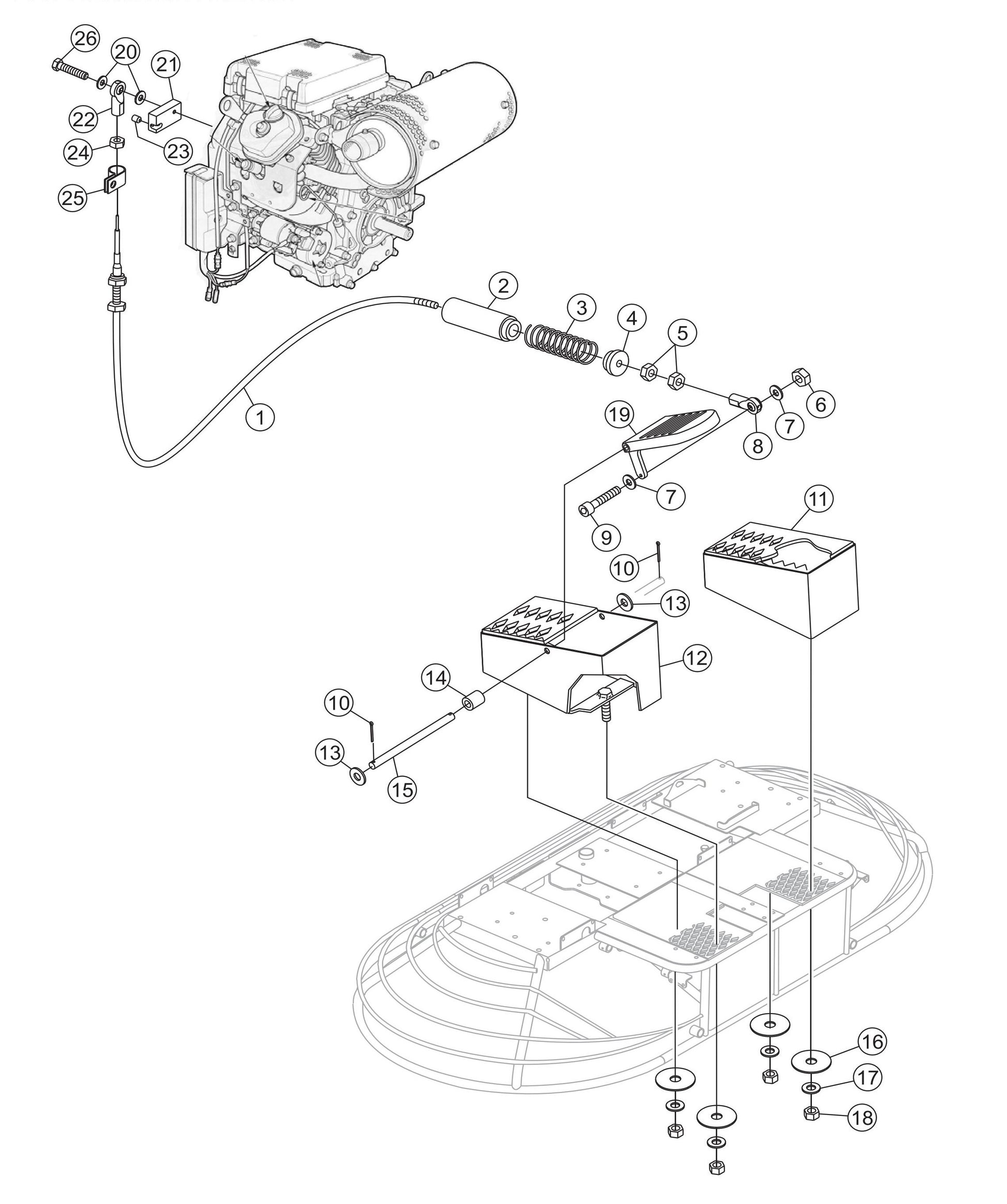 JWN-SERIES S/N VB0206951 AND BELOW-Foot Pedals/Throttle Assembly Parts