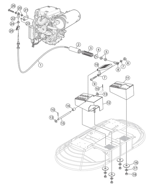 JWN-SERIES S/N VB0206951 AND BELOW-Foot Pedals/Throttle Assembly Parts